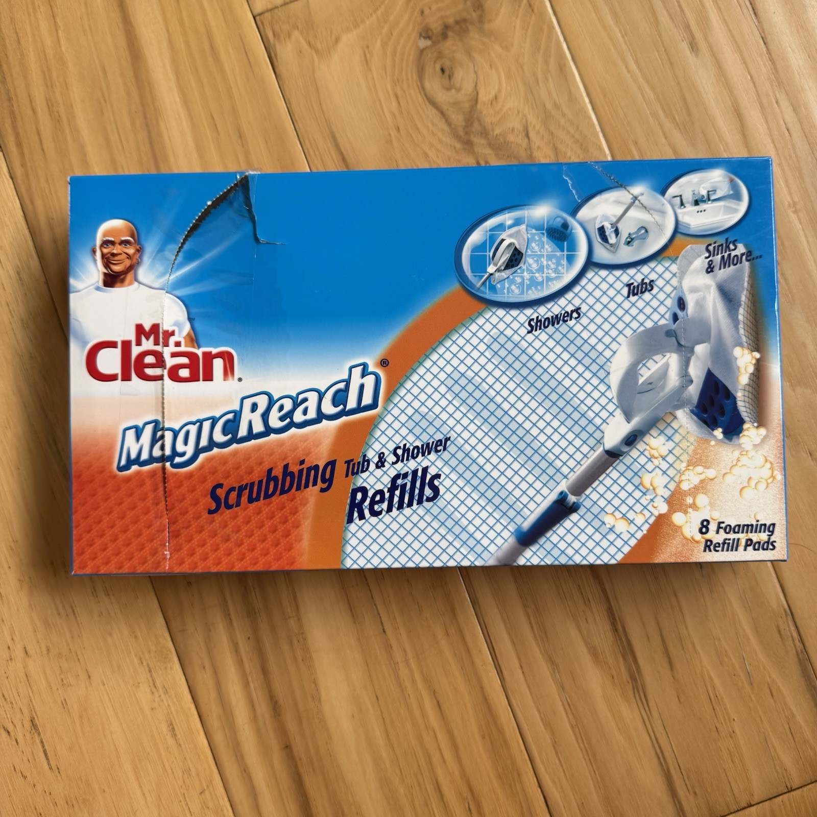 Mr. Clean Magic Reach Scrubbing Tub Shower Refills 4 Boxes Open Box 37 Pads!