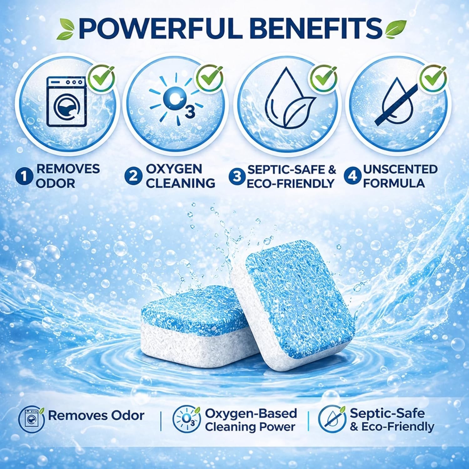 Washing Machine Cleaner Tablets 24 Count Descaler Front Top Load HE Washer