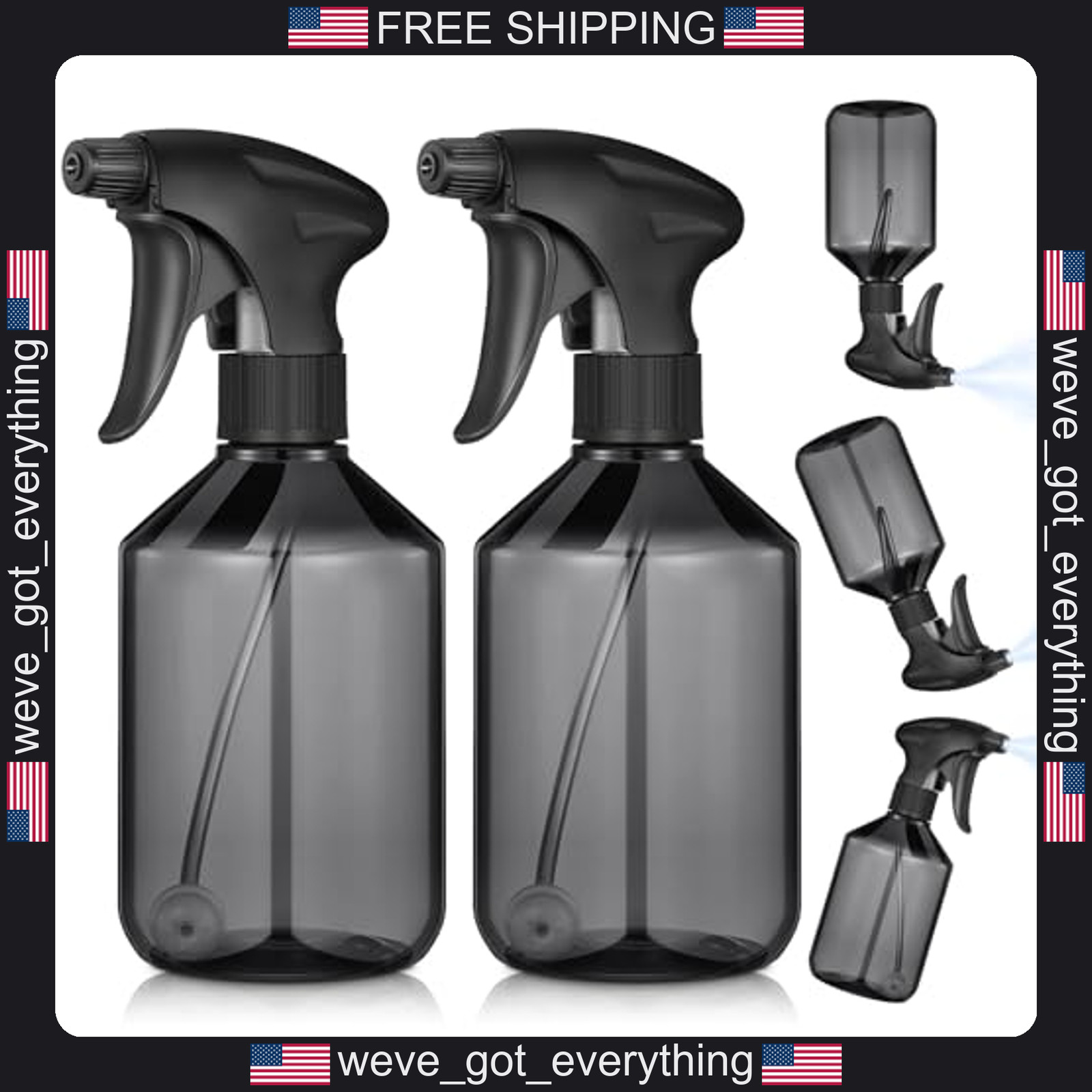 2 Pack 16 oz Plastic Spray Bottles for Cleaning and Gardening