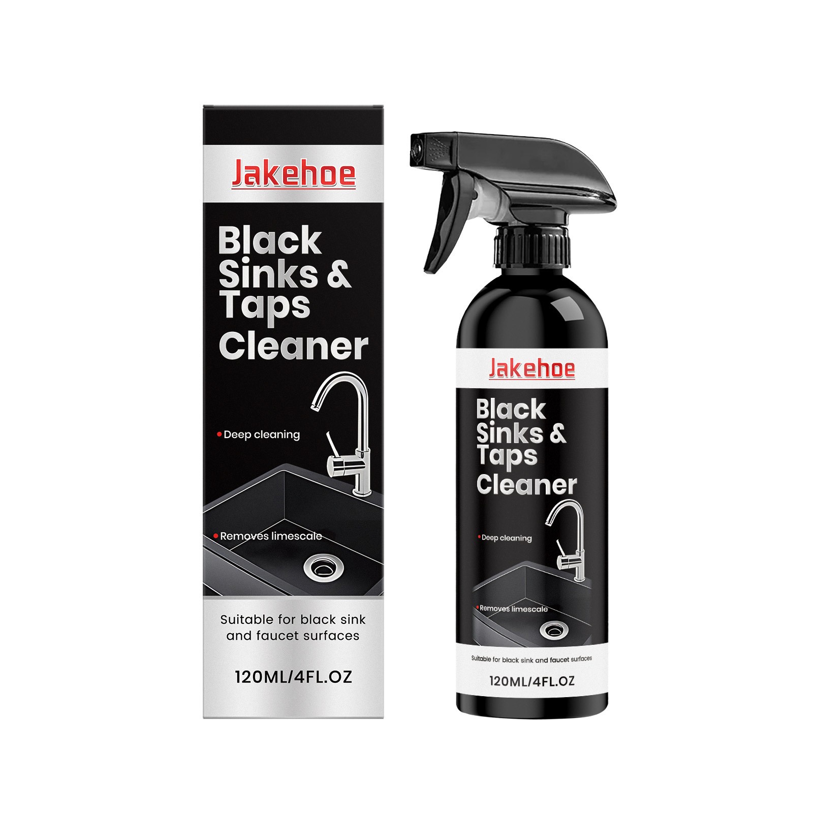 Black Sink and Tap Cleaner Spray,Water Stain Limescale Remover for Black Faucets