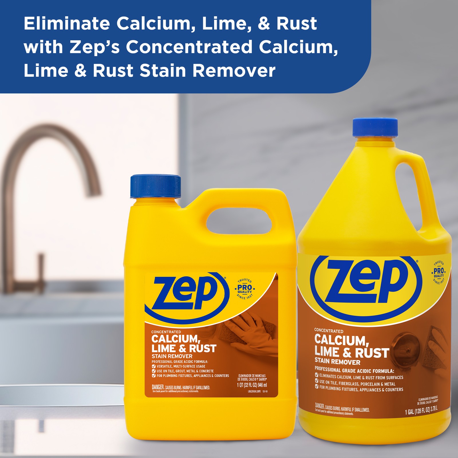 Zep Calcium, Lime and Rust Stain Remover Concentrate – 1 Gal (Case of 4)