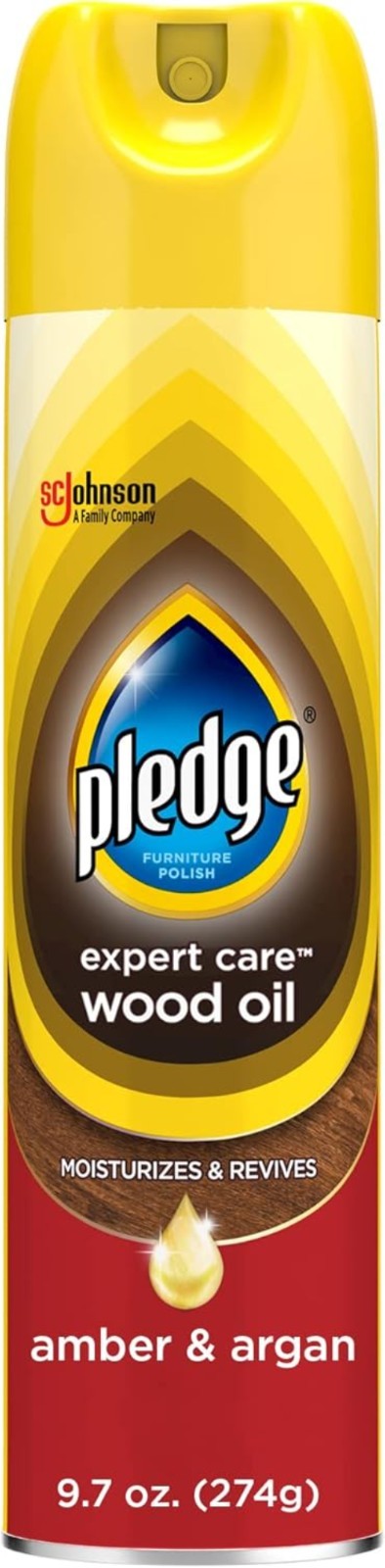 Pledge Moisturizing Wood Oil – Revive & Protect with Amber & Argan Scent, 9.7oz
