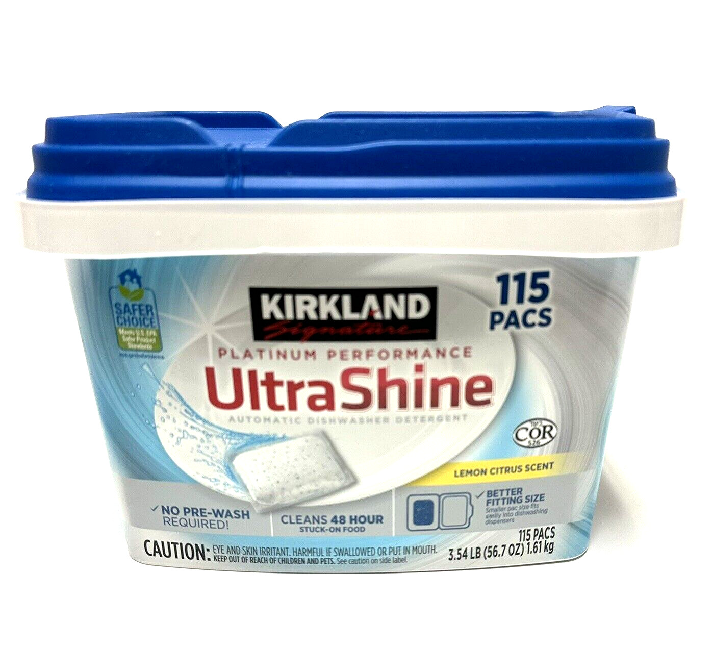 KIRKLAND SIGNATURE ULTRASHINE DISHWASHER DETERGENT LEMON SCENT 115 CT PACS