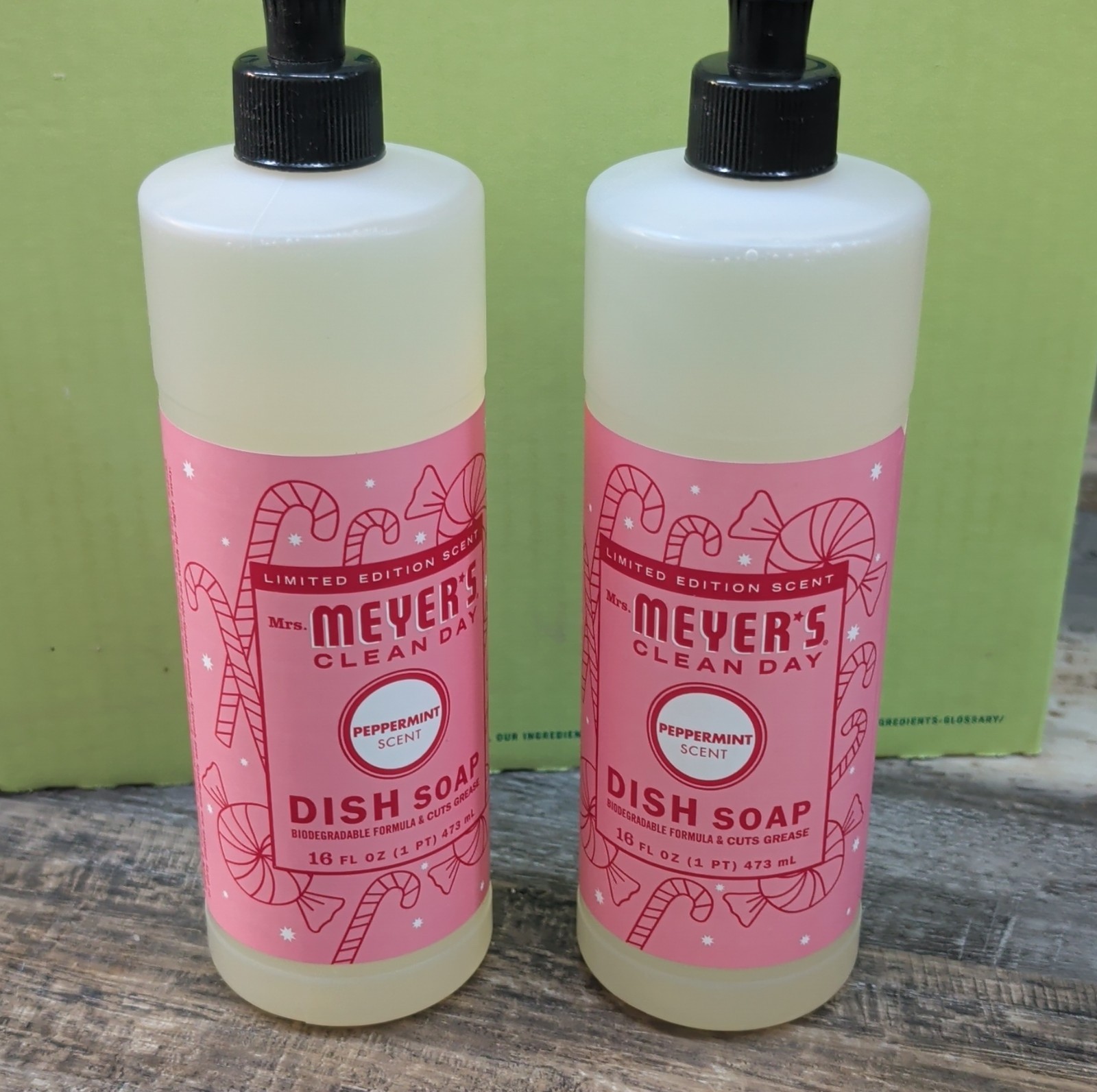 Mrs. Meyer’s Clean Day Dish Soap Peppermint Scent Biodegradable 16 fl oz 2 Pack