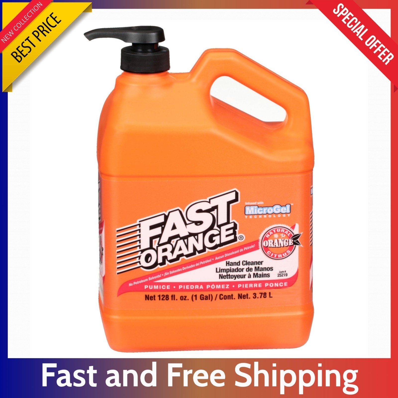 Fast Orange 25219 Pumice Lotion – 1 Gallon Heavy Duty Hand Cleaner Citrus Scent.