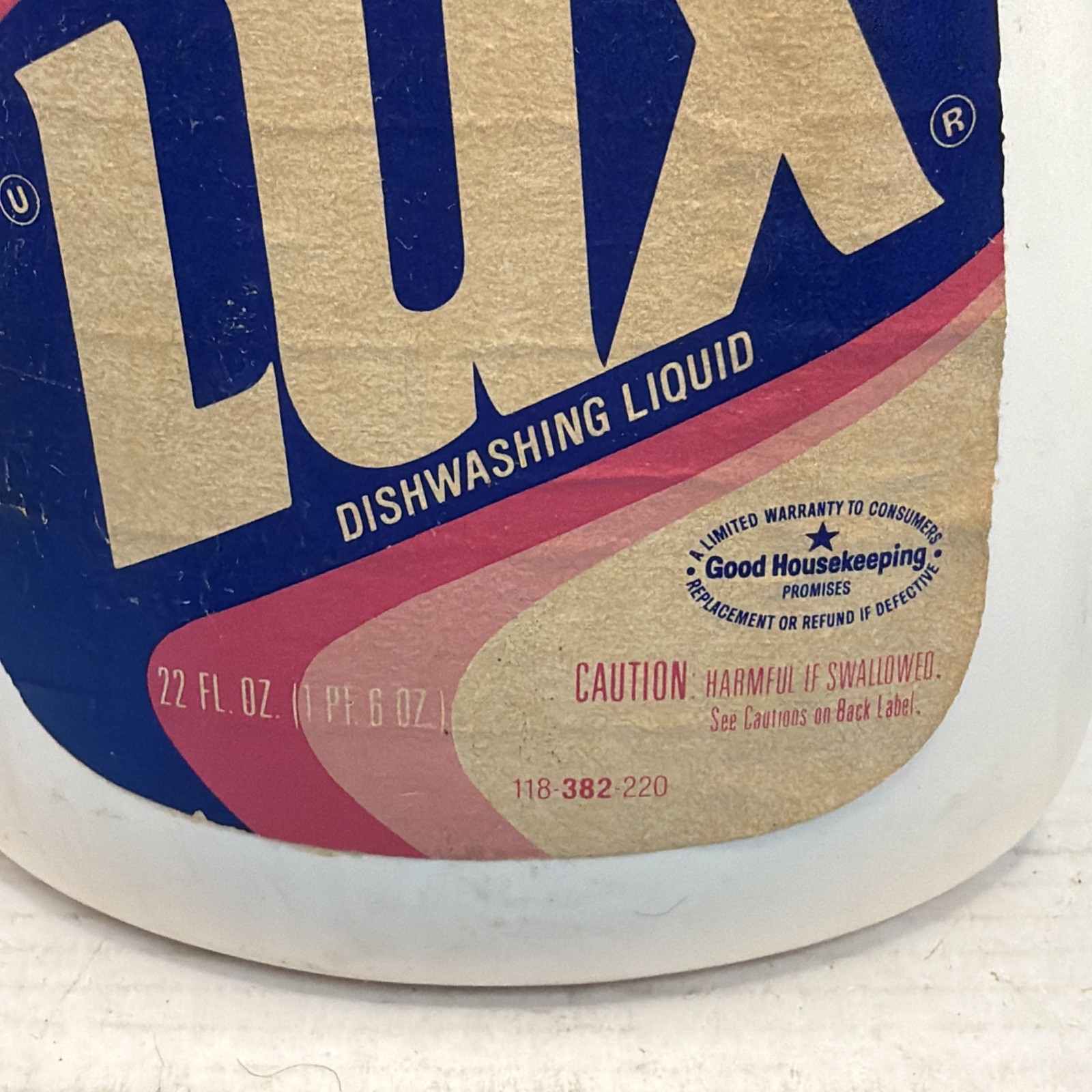 Vintage Lever Brothers co. LUX Mild Dishwashing Liquid 22 oz 1980s dishwash Soap