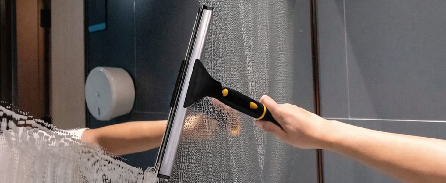 Swivel Shower Squeegee for Glass Doors, All-Purpose Anti-Slip Window Squeegee