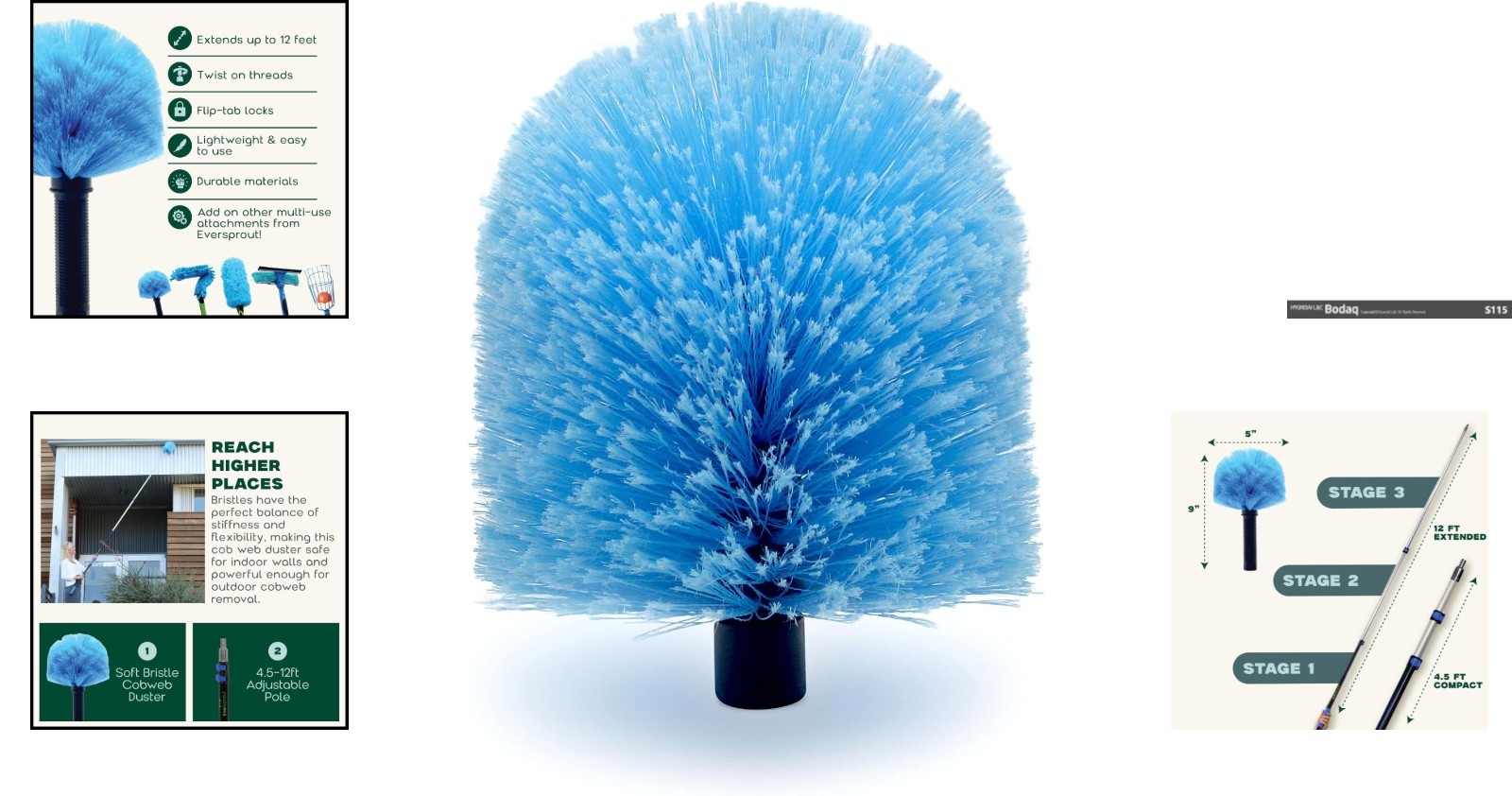 Twist-On Cobweb Duster with Soft Bristles – Versatile Indoor & Outdoor Cleaner
