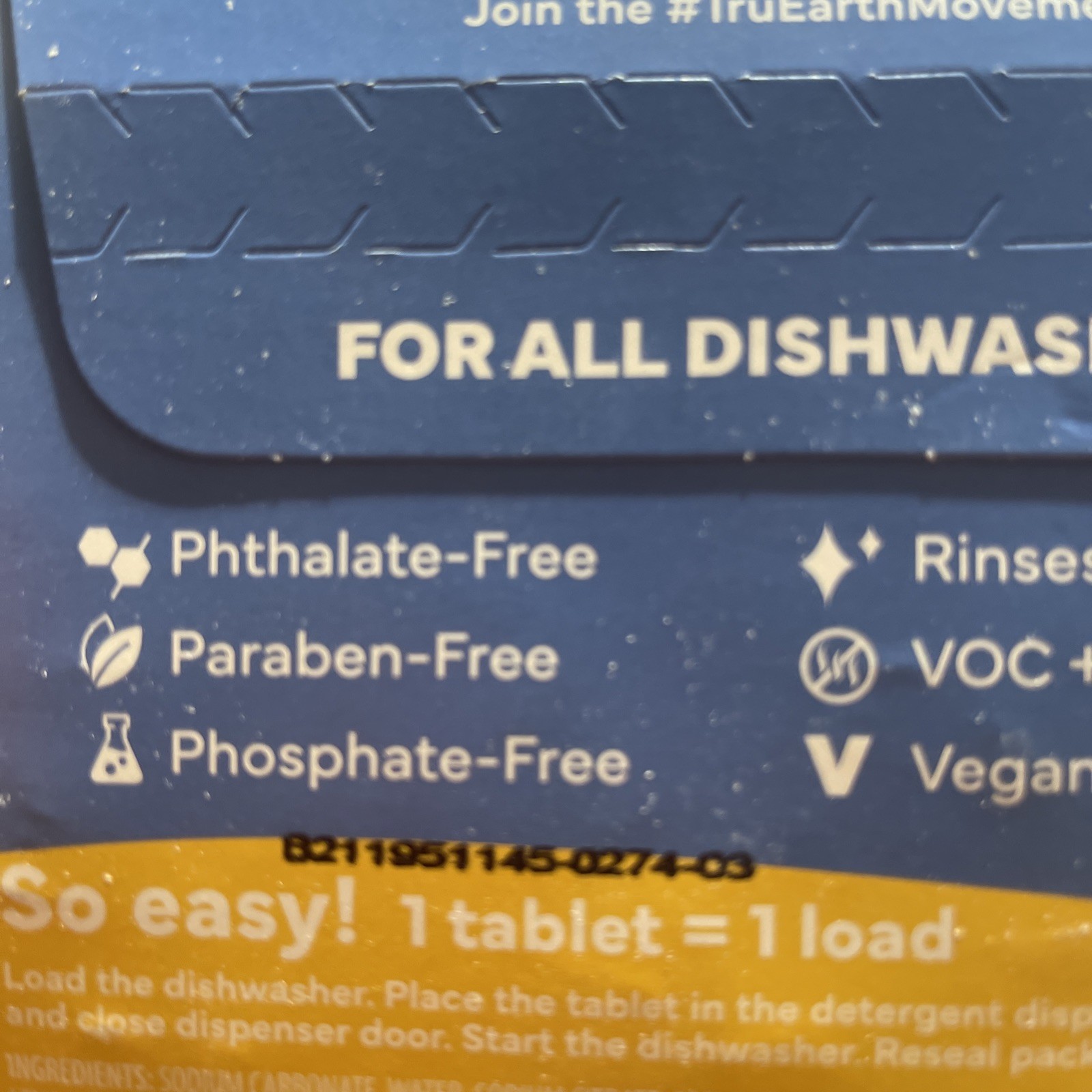 Tru Earth Dishwasher Detergent Tablets Lemon Scent 40 Tablets Cuts Grease X(2)