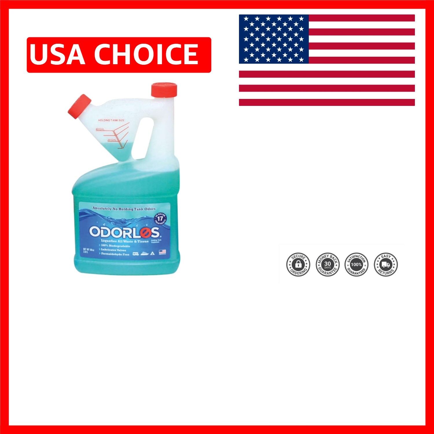 Odorlos Holding Tank Treatment 68oz Self Measuring Bottle,1 Pack