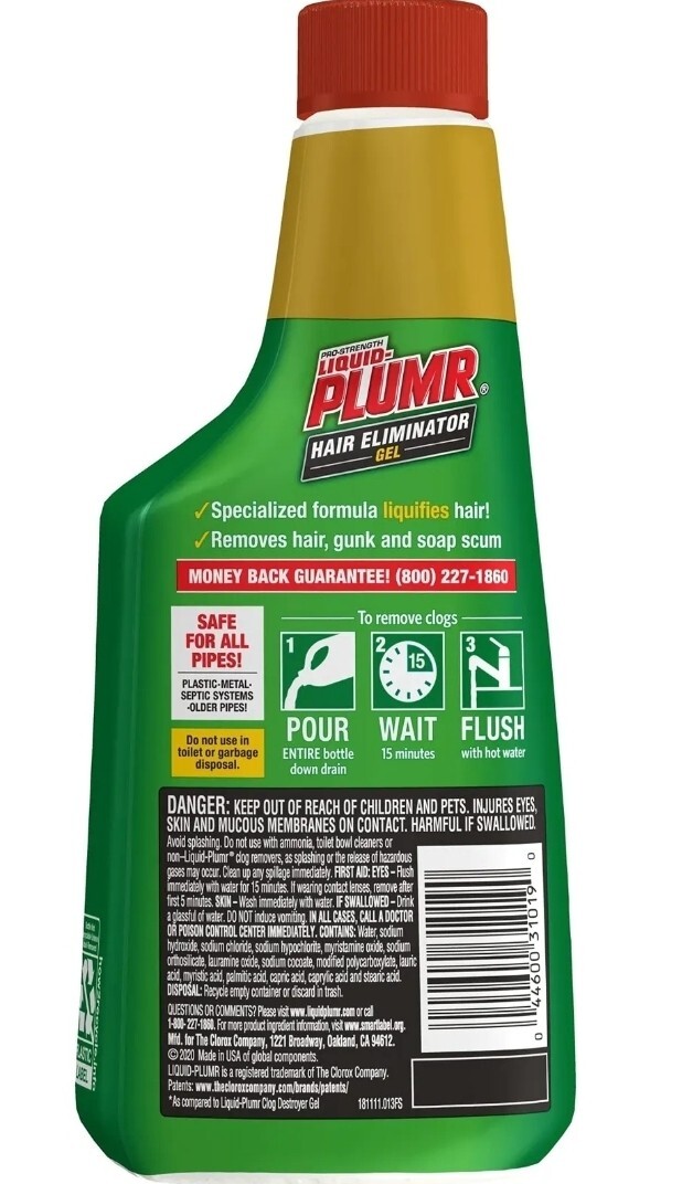 TWO – Liquid-Plumr Hair Clog Eliminator, Liquid Drain Cleaner, 16 Ounces