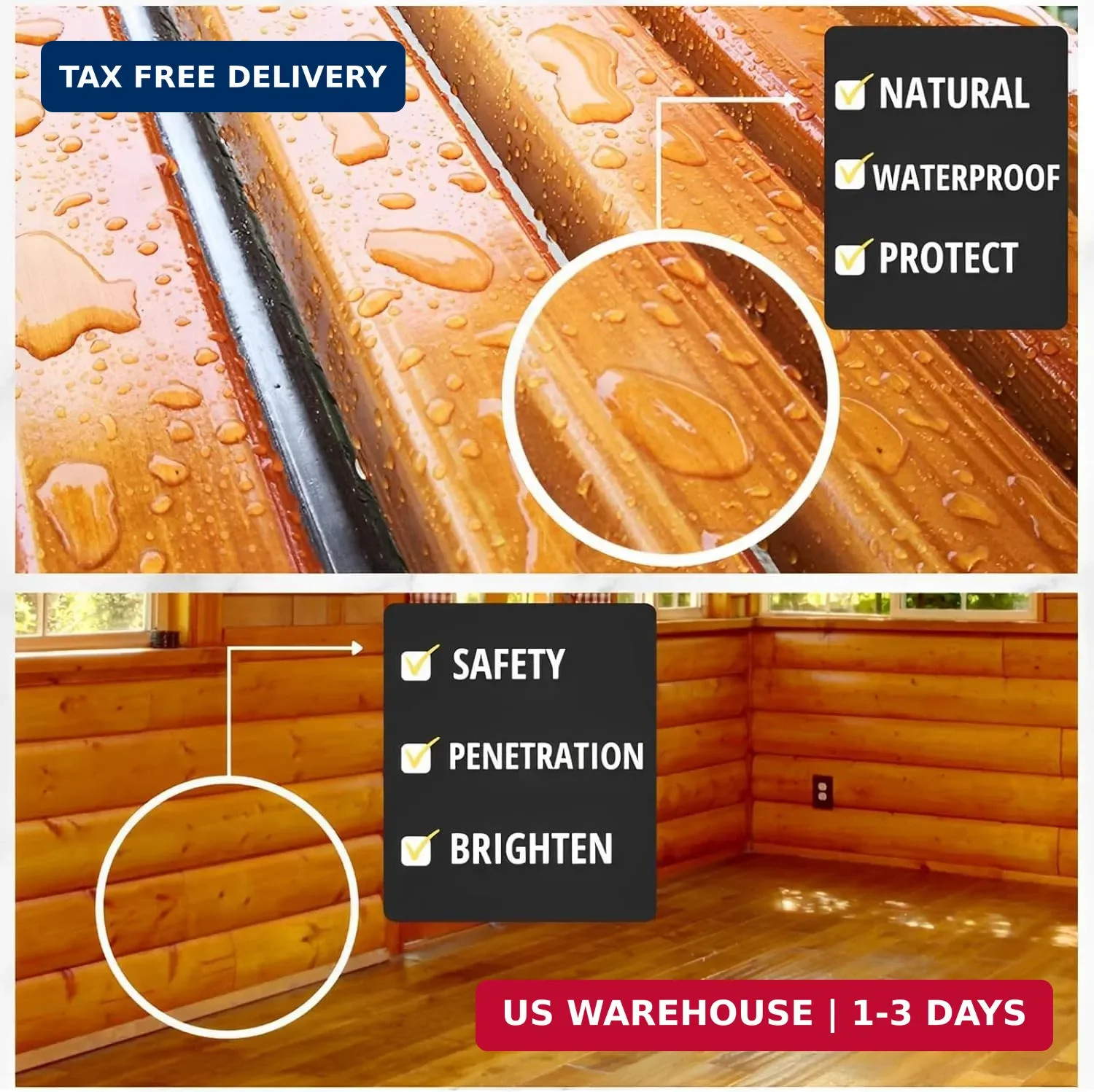 32oz 100% Pure Tung Oil for Wood Outdoor with Brush, Safe Food Grade Tung Oil fo
