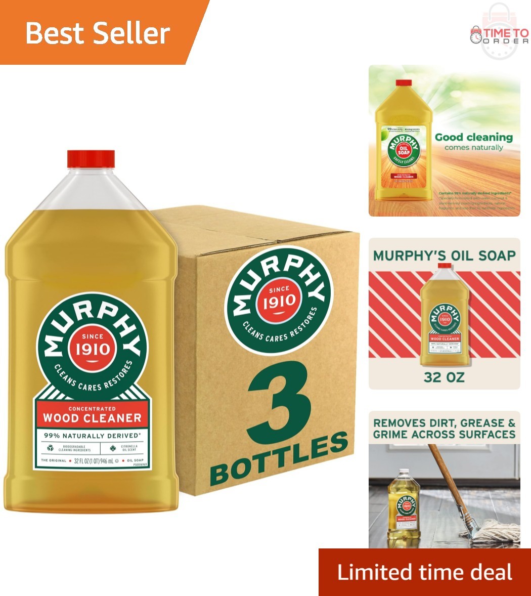 Oil Soap Wood Cleaner Liquid 3 Pack 32 Fl Oz Biodegradable Natural Scent