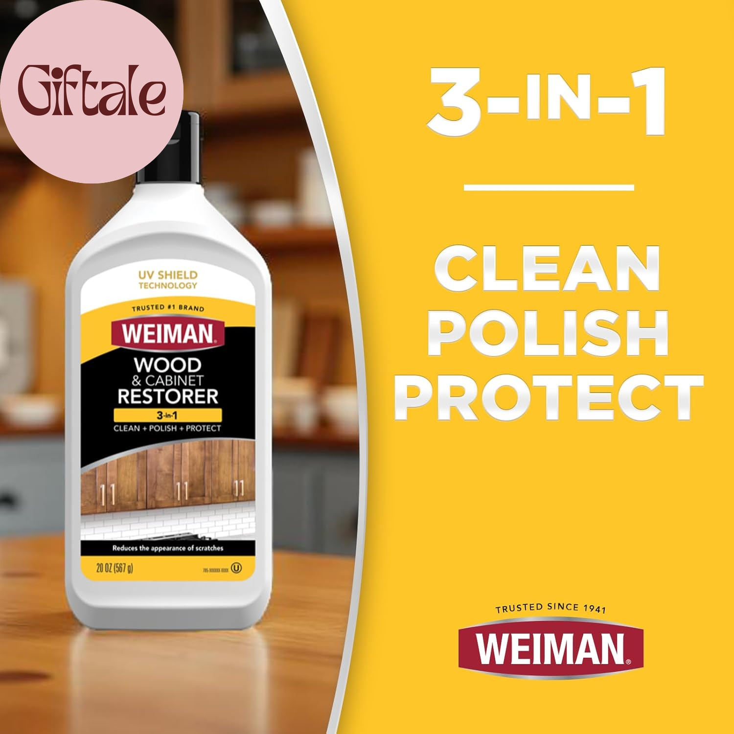 Wood and Cabinet Restorer 3-In-1 Bundle – Removes Dirt, Residue, Dust, Reduces S