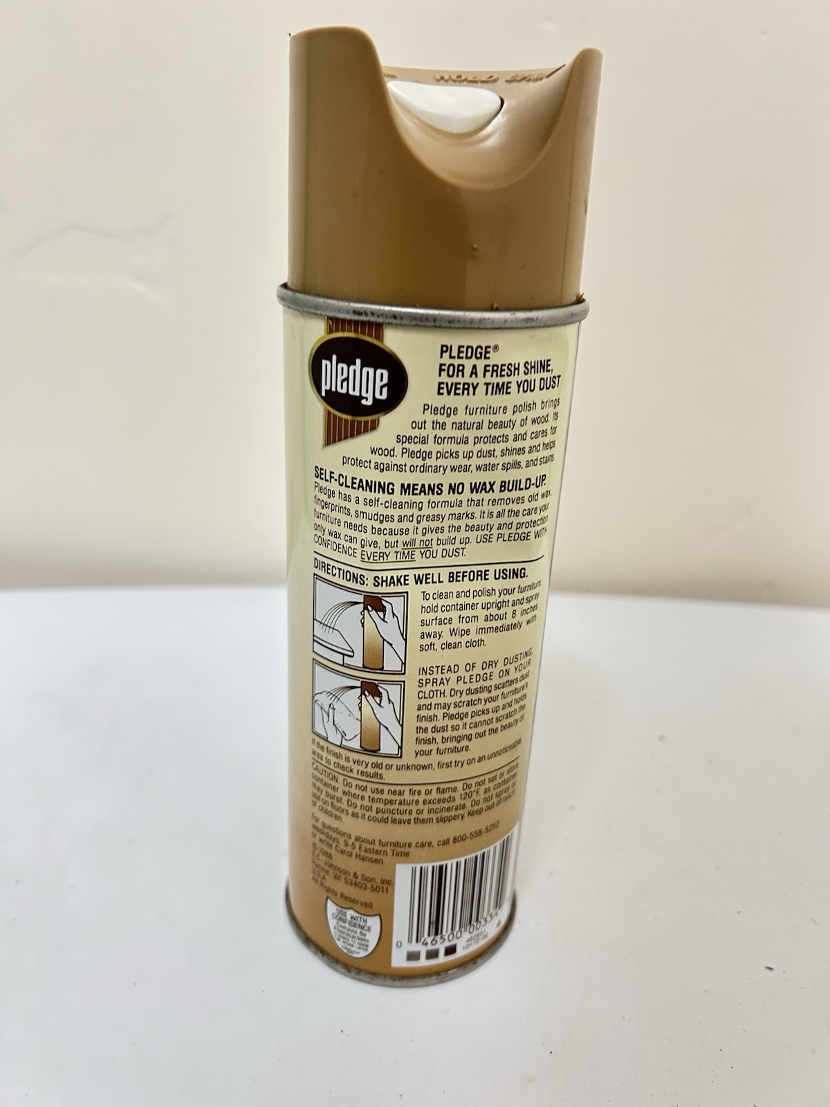 VTG 1988 Pledge S.C. Johnson & Sons Dusting Wax Aerosol Spray Can -Almost Full