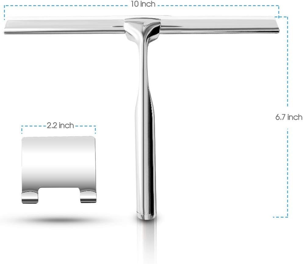 10-Inch Stylish Stainless Steel Squeegee with Hook for Effortless Cleaning