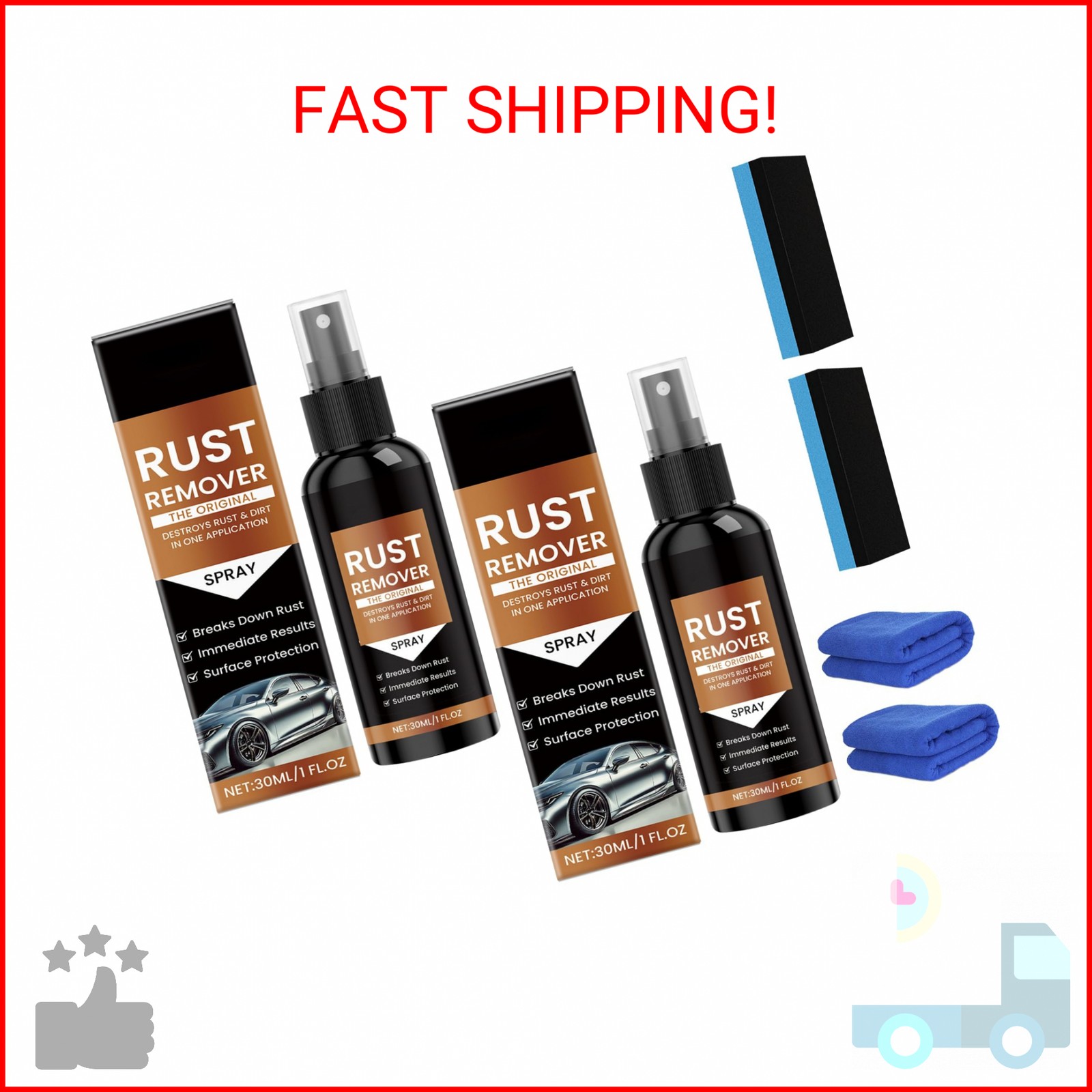 HONGYUNDA 2pcs Nexa Rust Remover Spray, 2025 Upgrade Rust Remover for Metal, Car