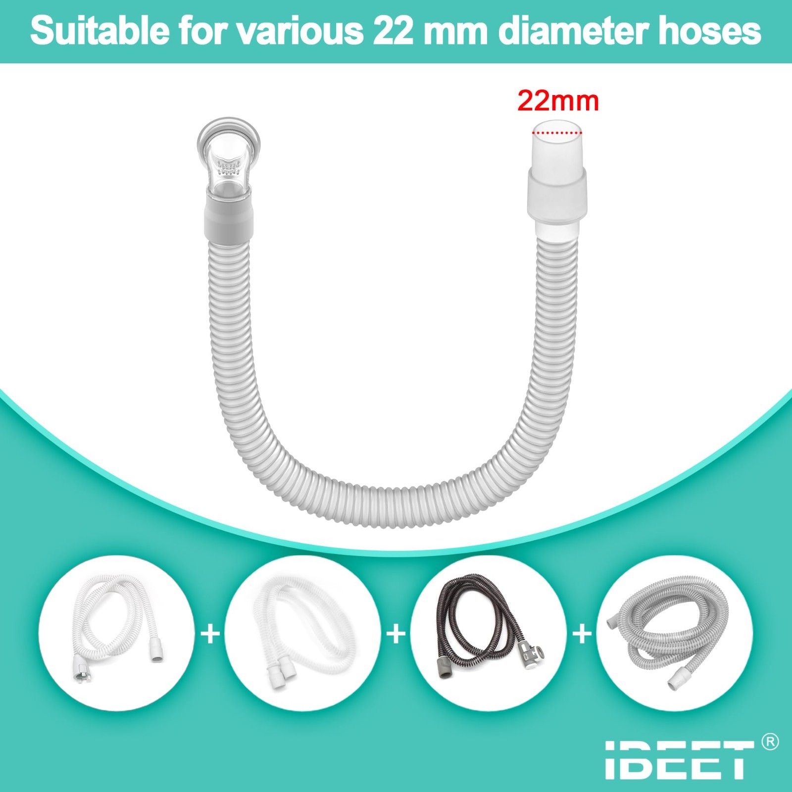 Short Tube Assembly for CPAP, Hose Supplies with Swivel & Elbow Connector