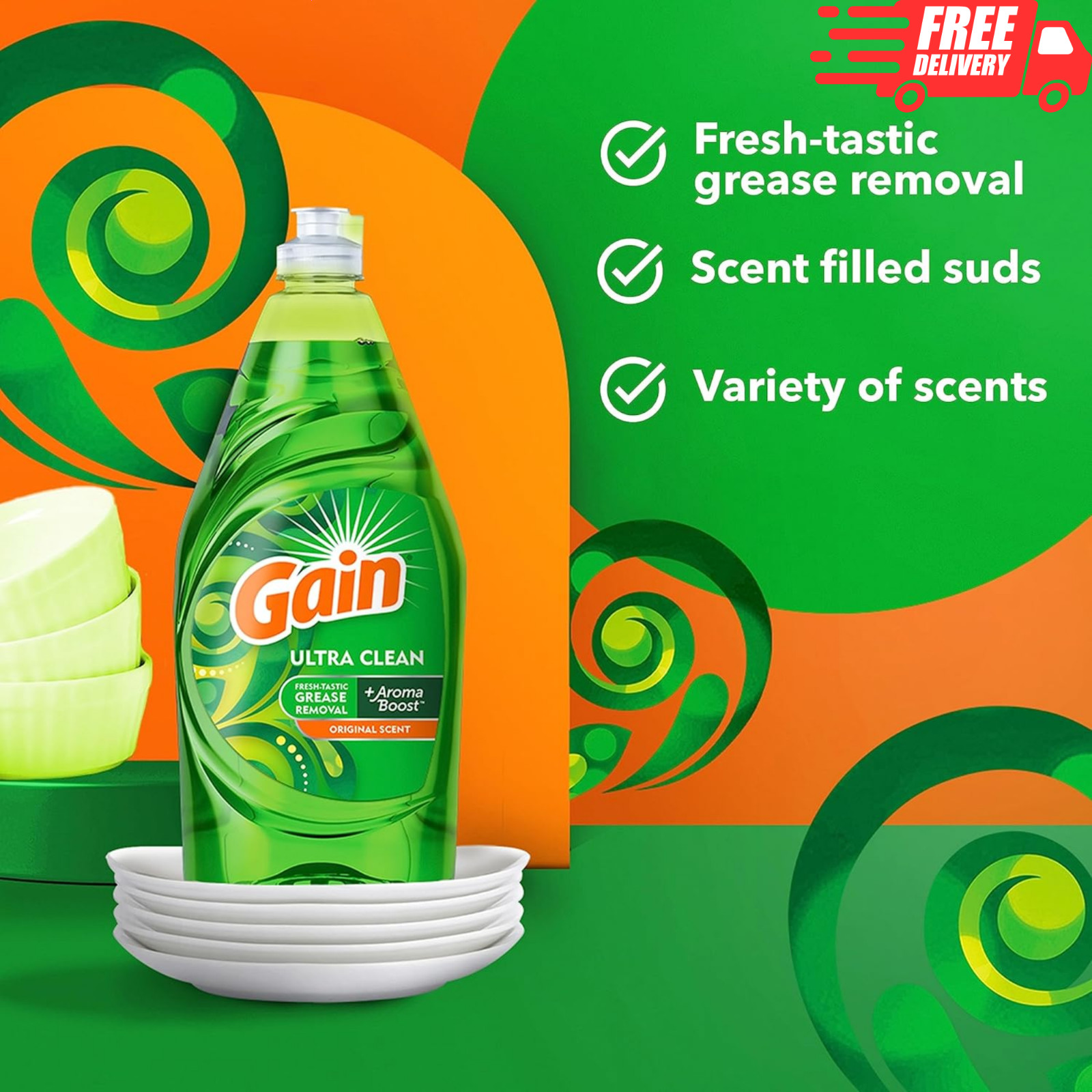 Gain Ultra Liquid Dish Soap Original Scent 38oz