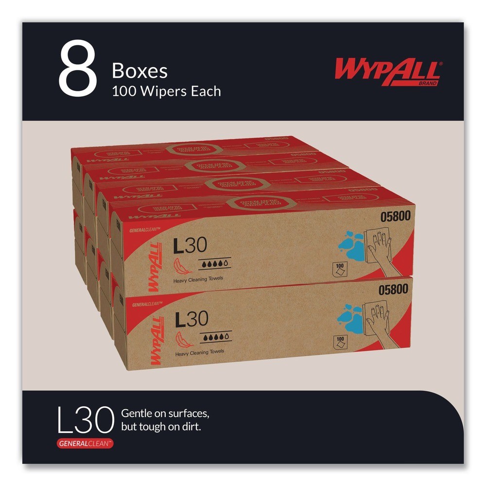 WypAll 05800 L30 POP-UP Box 16.4″ x 9.8″ Towels – White (100/BX, 8 BX/CT) New