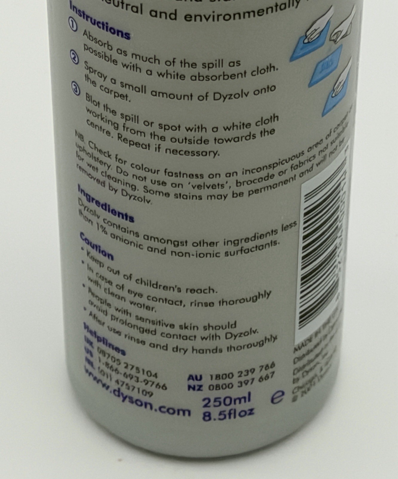 NEW Dyson Dyzolv Spot Cleaner with 4 Active Agents for Carpets & Rugs 8.5 oz