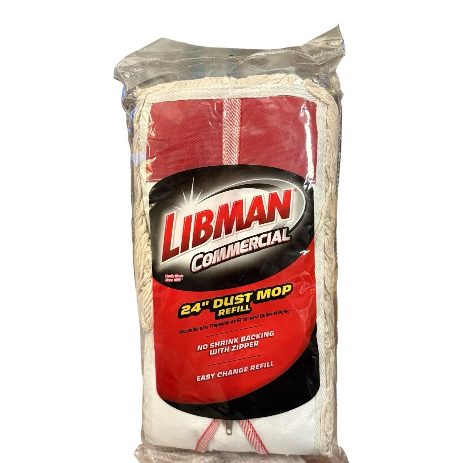 LIBMAN Commercial 24″ Dust Mop Refill No Shrink Backing with Zipper #00923