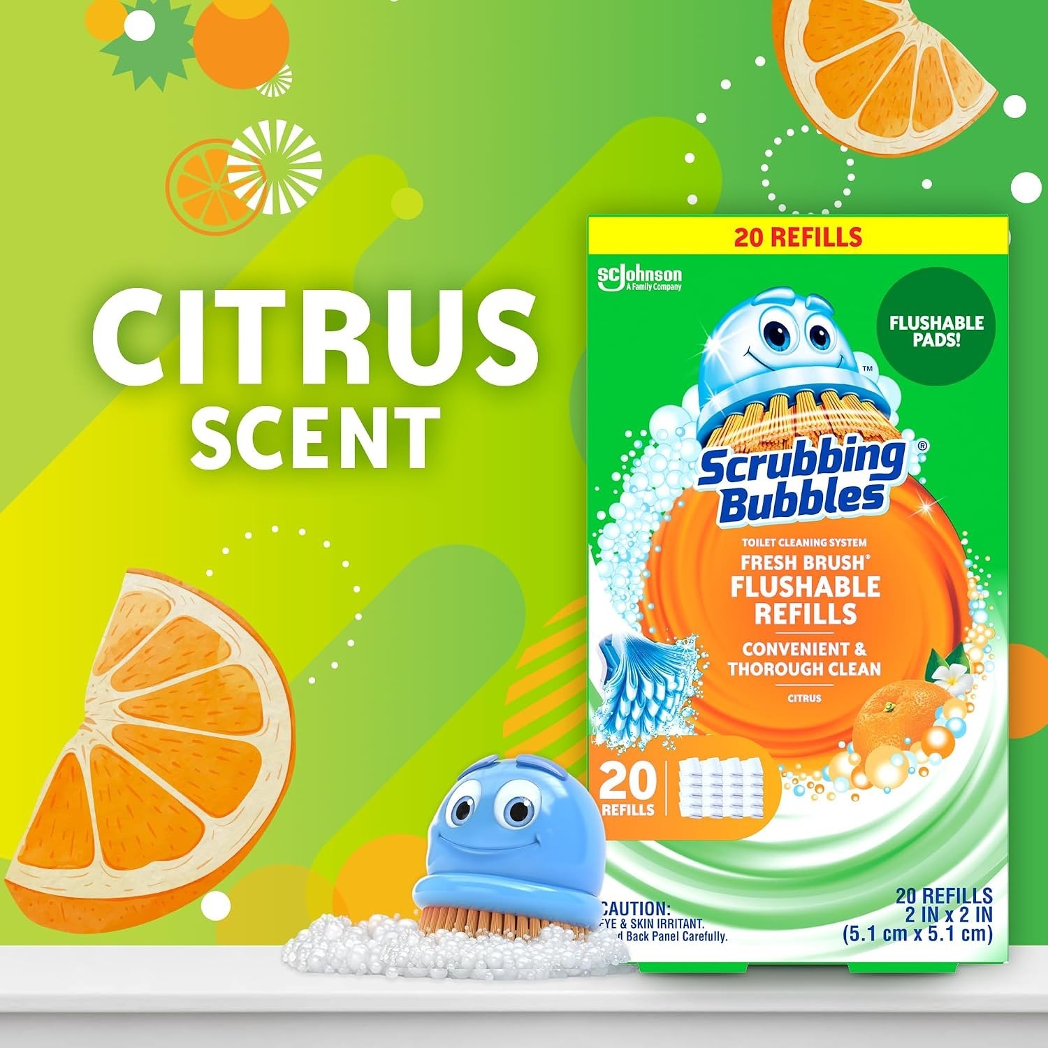 Scrubbing Bubbles Flushable Toilet Bowl Wand Cleaner Refills, Fresh Brush 20ct .