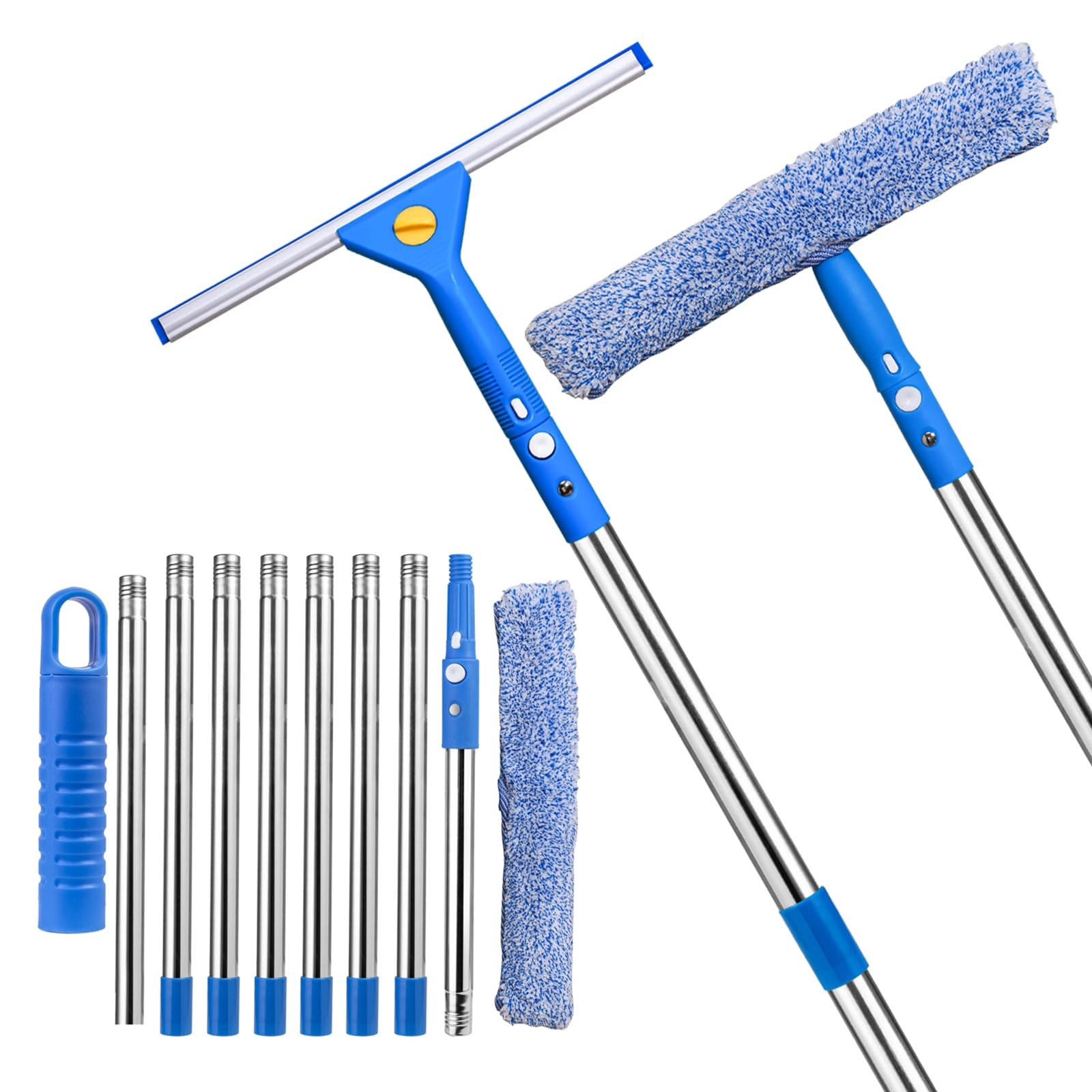 Professional Window Cleaning kit, 2-in-1 Window Squeegee with 122″ Extension …