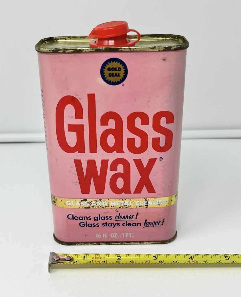 Vintage Glass Wax Metal Tin Can 75% Full Pink Can Polishing As Is Untested Read