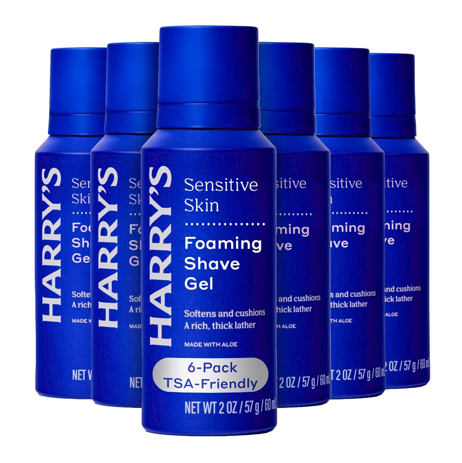Harry’s Foaming Shave Gel for Men with Aloe – (6 Pack) 2 oz – Soothes and Cush