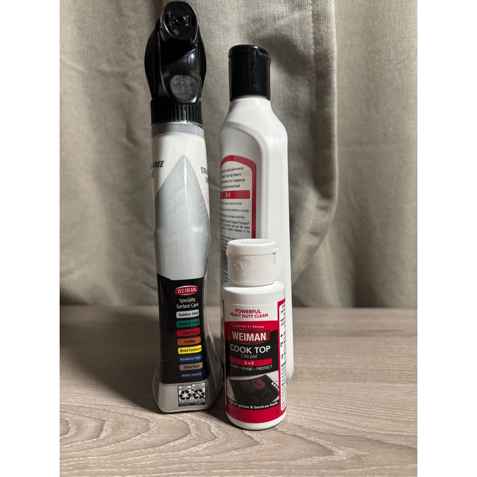 USED Weiman Stainless Steel Cleaner & Cook Top Cream 3Piece Kitchen Cleaning LOT