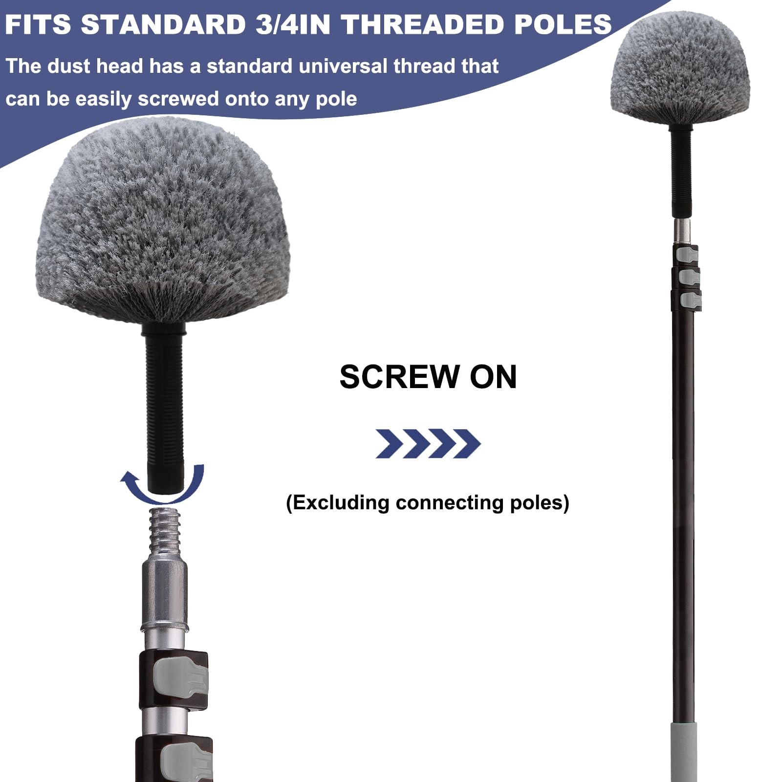 2 Pack Robust Cobweb Duster Head Brush – Superior Twist-On Web Cleaning Tool
