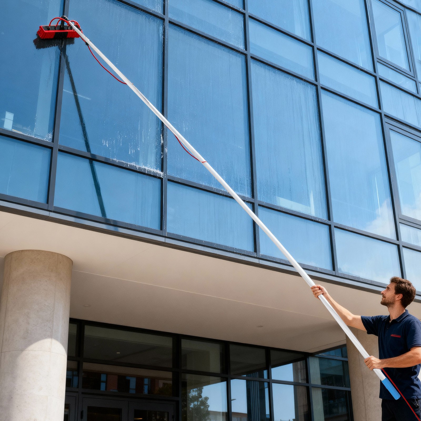 23FT Solar Panel Cleaning Brush Outdoor Window Adjustable Pole Cleaning Kit