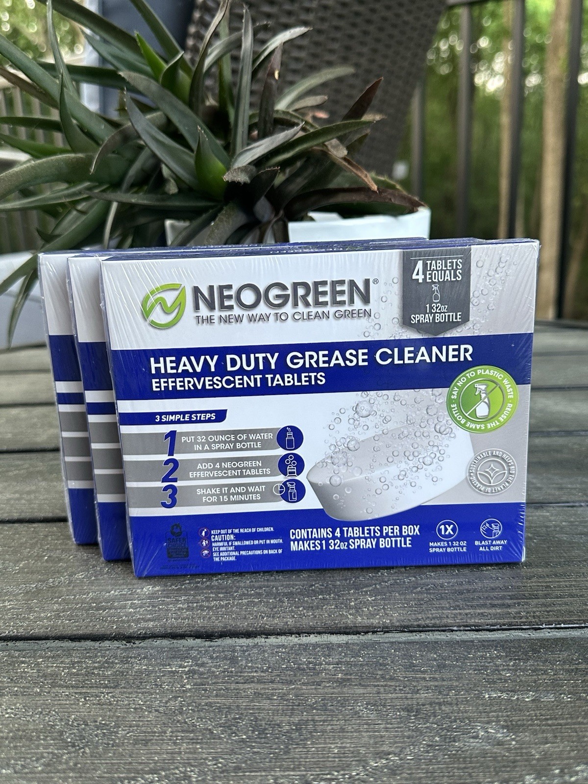3x Neogreen Heavy Duty Grease Cleaner Spray Bottle Tablets 12 Tablets Total