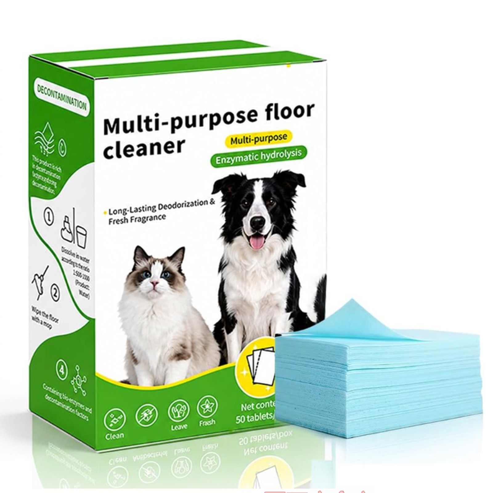 2026 Multi-effect Floor Cleaning Tablets Sheets 50PCS Fresh Scenta