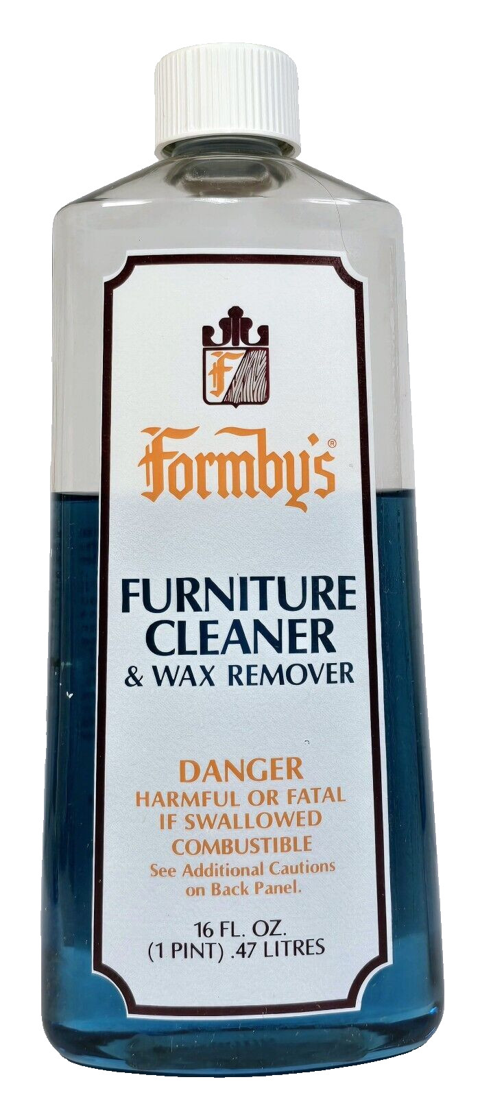 Vintage Blue Furniture Cleaner & Wax Remover 16 oz Plastic Bottle-60% Full