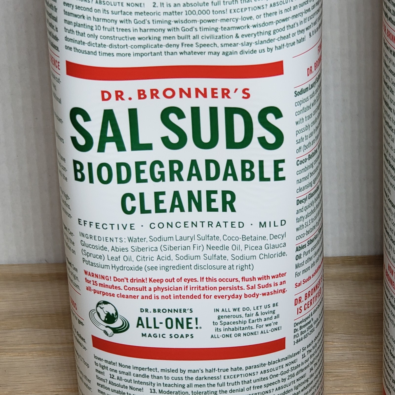 Dr.Bronner’s – Sal Suds Biodegradable Cleaner (32oz) 2 Pack Brand New Free Ship