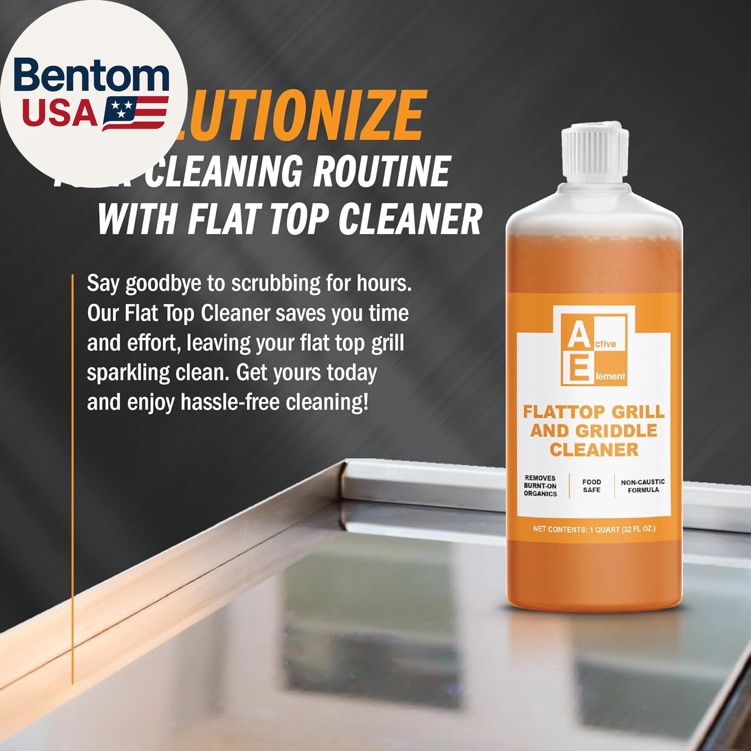 Flat Top Grill Cleaner – 32 Fl Oz | Griddle Cleaner, Removes Burnt-On Residue, F