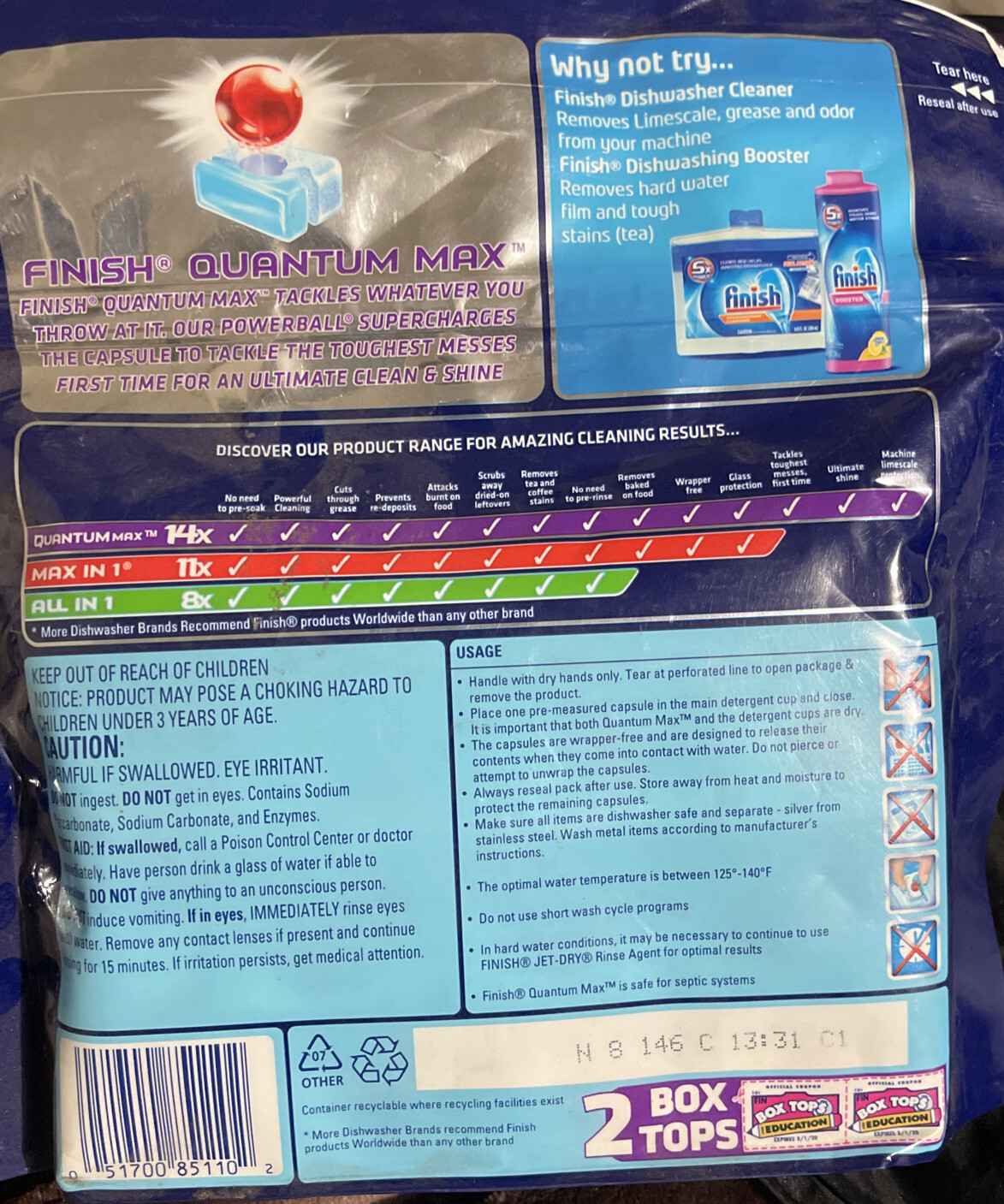 Finish Quantum Powerball, with Baking Soda Dishwash Detergent 25 Capsules