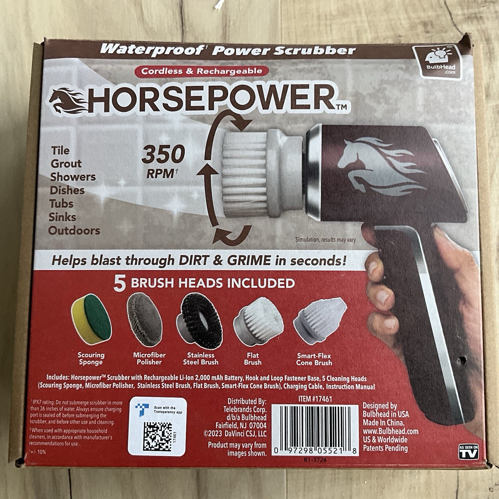 Ruby Horsepower Rechargeable Rotating Scrubber Waterproof Power Scrubber, Spins