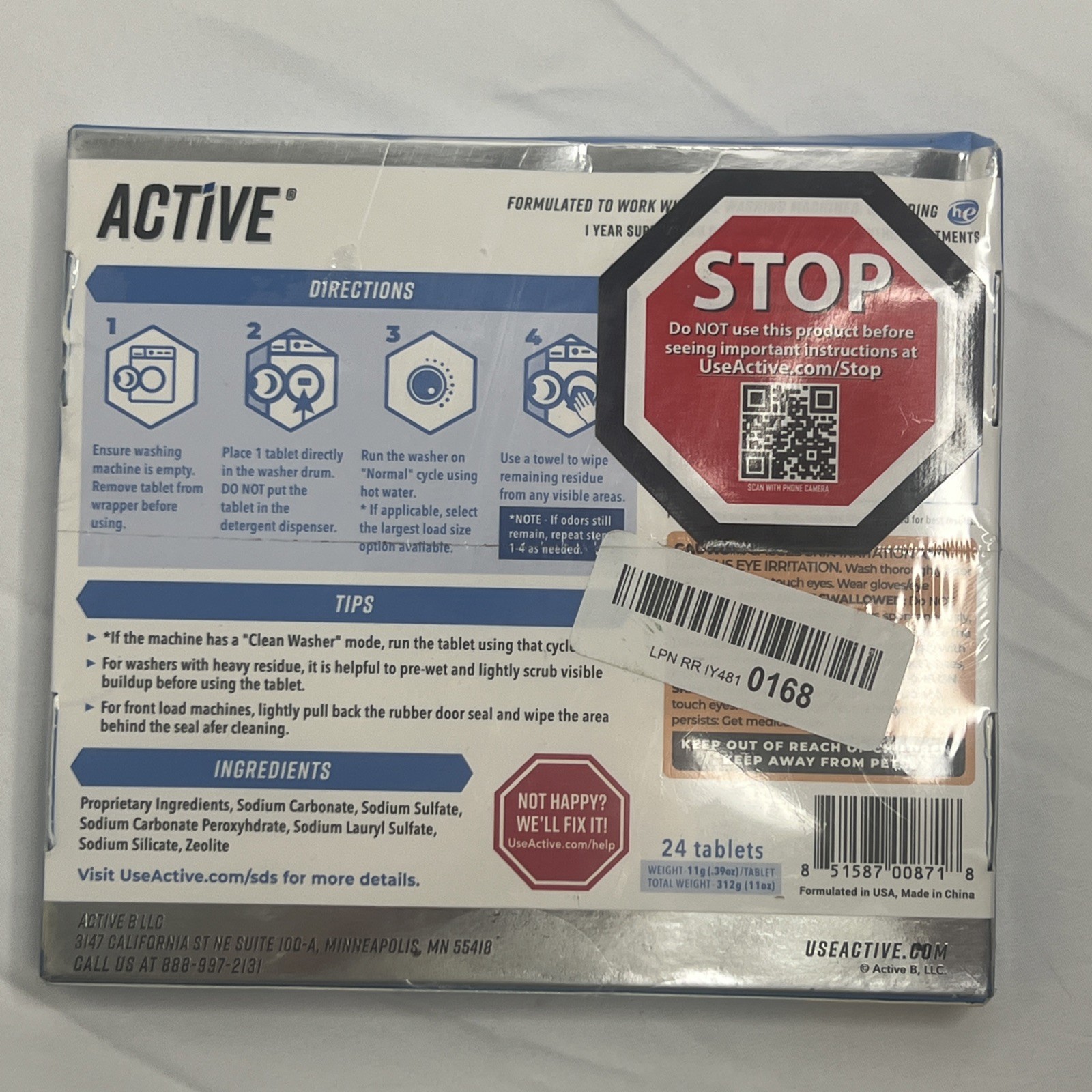 Active Washing Machine Cleaner Descaler – 24 Pack