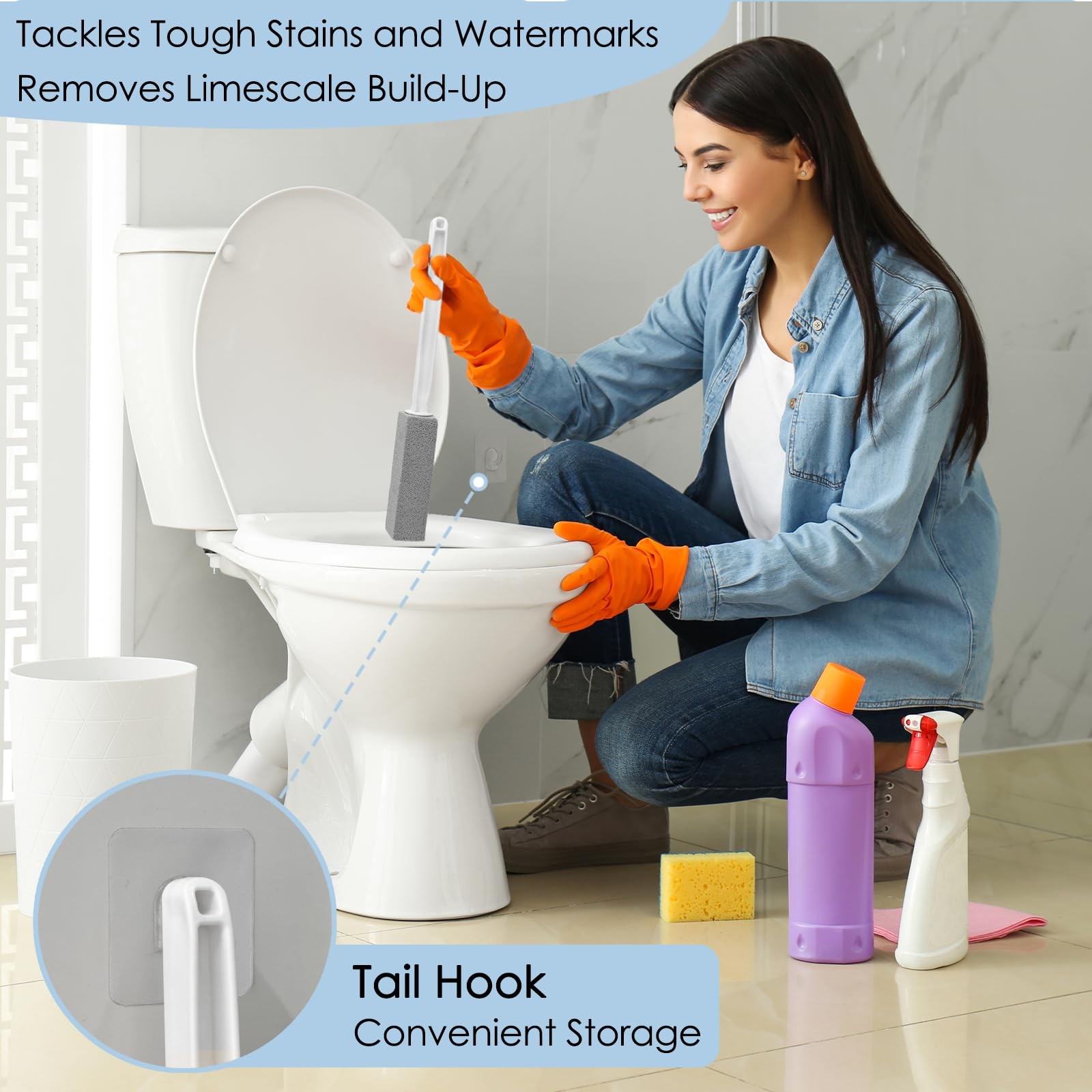 12 Pack Pumice Stone Toilet Bowl Cleaner with Extra Long Handle, Pumice Stone…