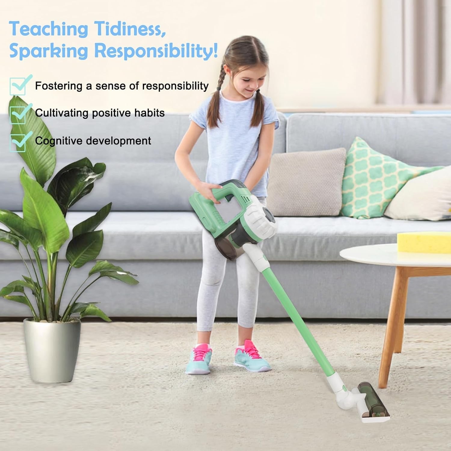 Kids Vacuum Cleaner Set 9 Pcs ABS Material Toddler Toy Cleaning Gift for Kids 3