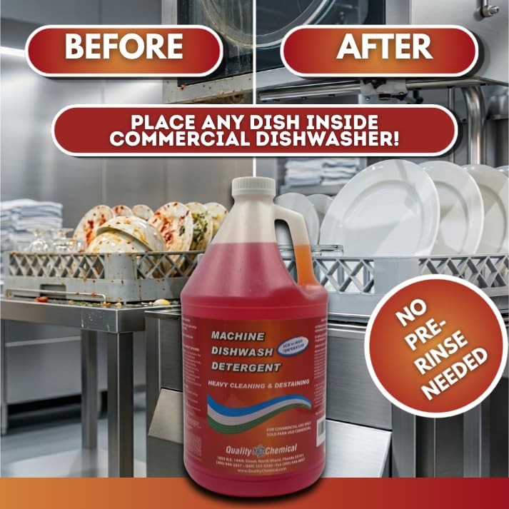 Heavy Duty Liquid Alkaline Commercial Dishwasher Detergent – Industrial-Grade…