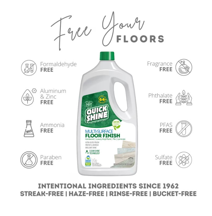 Quick Shine Multi-Surface Floor Finish PFAS-Free Polish 64 fl oz 4-Pack