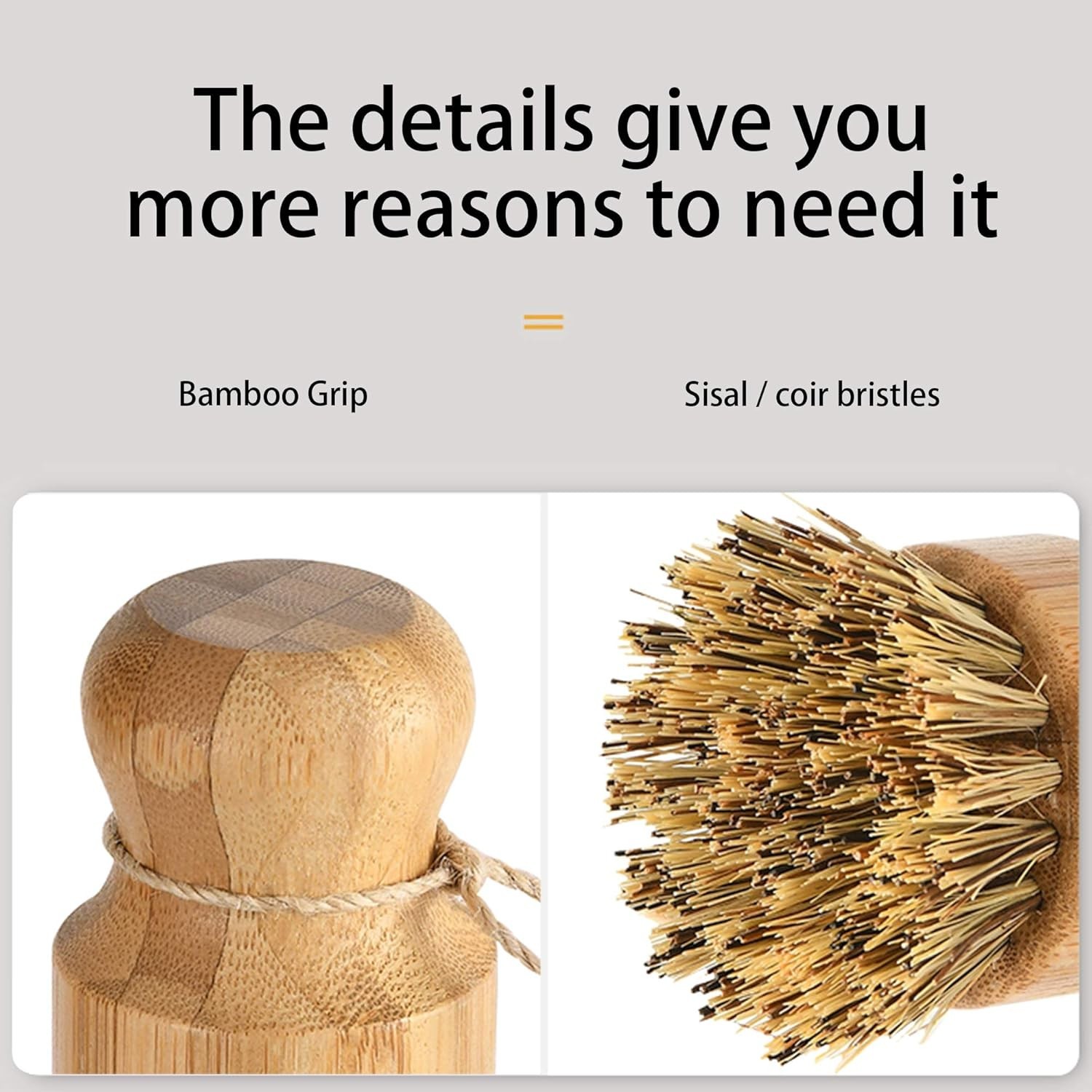 100% Palm Cleaning Brush with Bamboo Handle – Strong, Gentle, and Eco-Conscious