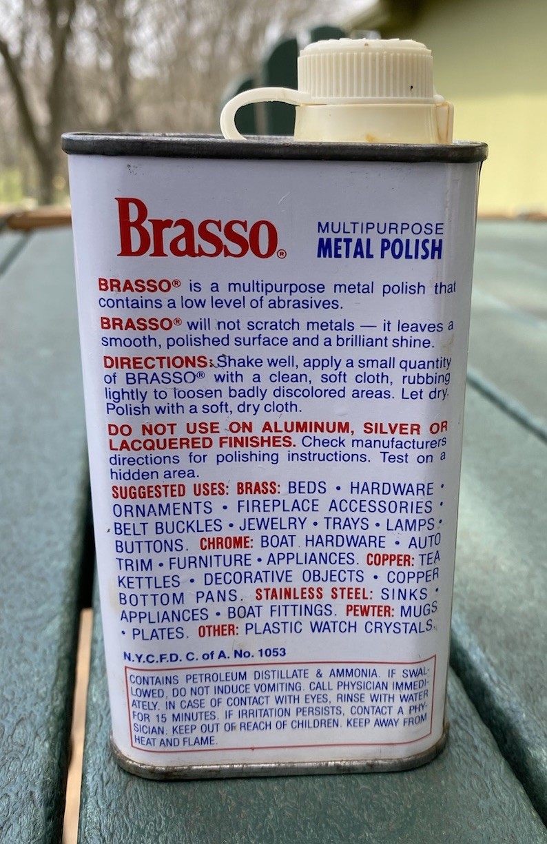 Vintage BRASSO Metal Polish 8 Fl. Oz Original Formula Tin 1/3 Full Movie TV Prop