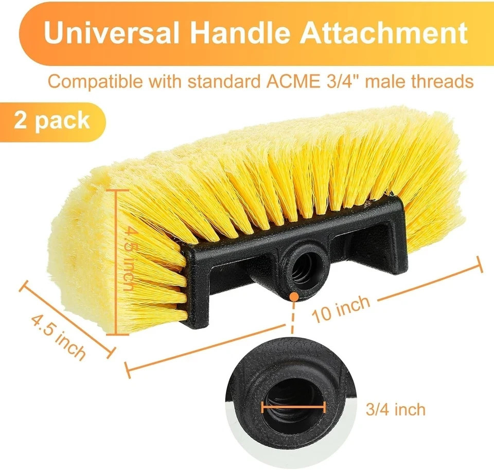 2 Pc Car Wash Brush Head Soft Detailing Bristle Flow Thru Car Cleaning Brush 10