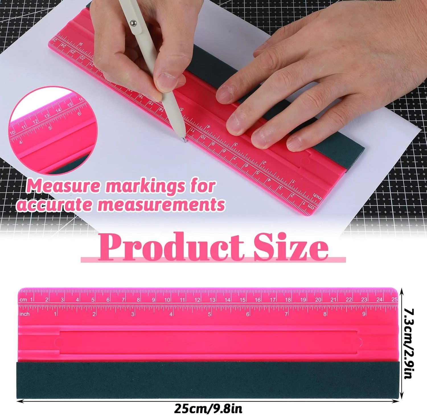 Wallpaper Smoothing Tool, Professional Vinyl Squeegee with Ruler Felt Squeegee f