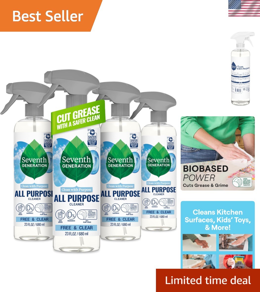Seventh Generation Free & Clear All-Purpose Cleaner – Eco-Friendly 4-Pack, 23 oz